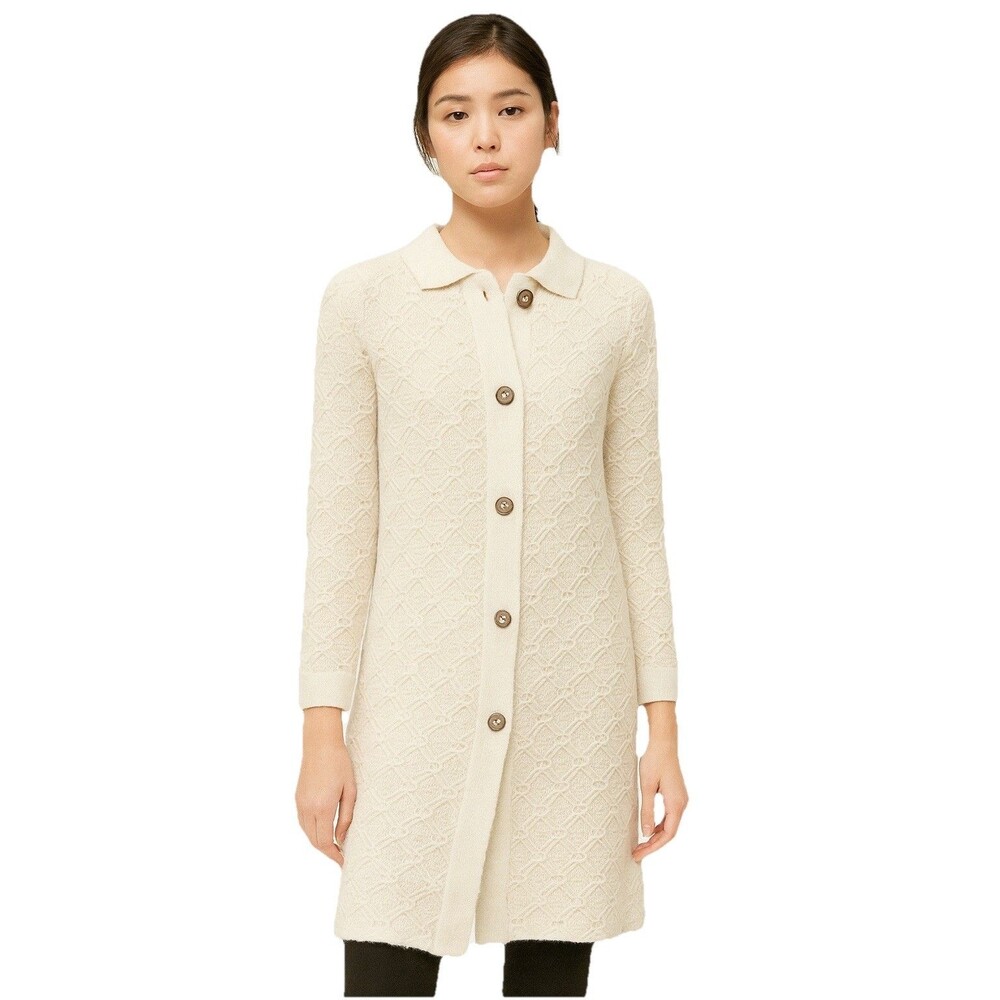 Vintage 100% Virgin Wool Sweater Jacket Size Small Textured Knit Button Closure